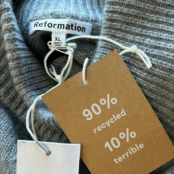 Reformation Cashmere Garrett Cropped Gray Turtleneck Sweater Sz XL NEW - Picture 11 of 16